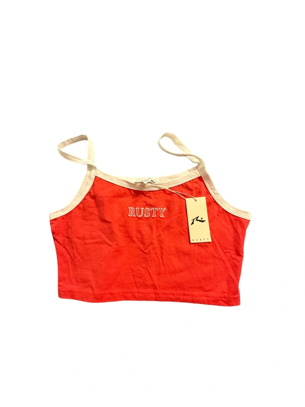 Rusty Red Cropped Camisole with Cream Trim